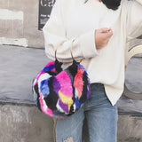 Colourful Plush Chain Bag Women Messenger Bag Lady Contrast Clutch Shoulder Bag
