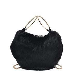 Colourful Plush Chain Bag Women Messenger Bag Lady Contrast Clutch Shoulder Bag