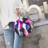 Colourful Plush Chain Bag Women Messenger Bag Lady Contrast Clutch Shoulder Bag