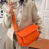 Embroidered Rhombus Thread Flap Handbag
