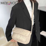 Embroidered Rhombus Thread Flap Handbag