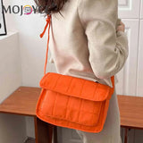 Embroidered Rhombus Thread Flap Handbag