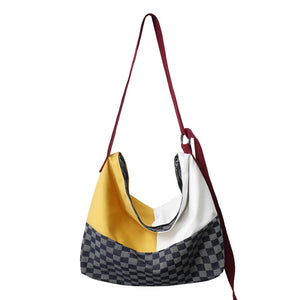 Contrasting Colors Ladies Shoulder Bags High Nylon Checkerboard Stitching