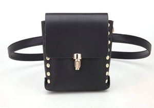 PU Cell Phone Waist Bag with Rivet Decoration for Women