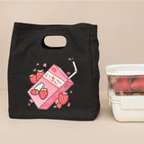 Japanese Strawberry Juice Printed Cooler Lunch Bag Thermal Breakfast Box