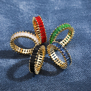 Copper Gold-Plated Baguette CZ Crystal Stone Ring