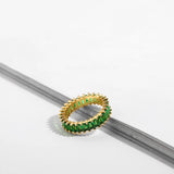 Copper Gold-Plated Baguette CZ Crystal Stone Ring