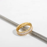 Copper Gold-Plated Baguette CZ Crystal Stone Ring