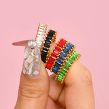 Copper Gold-Plated Baguette CZ Crystal Stone Ring