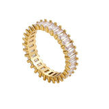 Copper Gold-Plated Baguette CZ Crystal Stone Ring