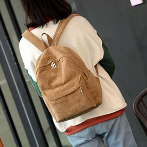 Corduroy Backpack for Women Teenger Girl Travel School Bags