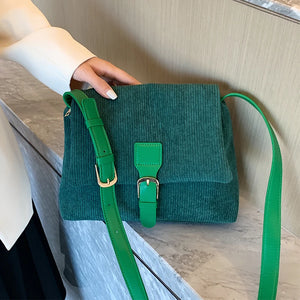 Women's Corduroy Travel Shoulder Bag Canvas Crossbody Bucket Handbag
