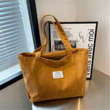 Corduroy Large Capacity Outdoor Shopping Bag Handbags Shoulder Bag Totes Bag