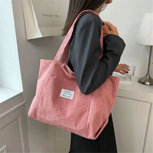 Corduroy Large Capacity Outdoor Shopping Bag Handbags Shoulder Bag Totes Bag