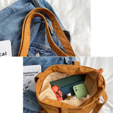 Corduroy Large Capacity Outdoor Shopping Bag Handbags Shoulder Bag Totes Bag