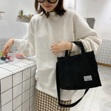Corduroy Messenger Bag Women Solid Shoulder Winter Casual
