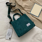 Corduroy Messenger Bag Women Solid Shoulder Winter Casual