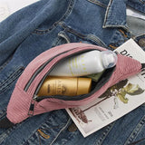 Women's Corduroy Waist Bag Canvas Travel Pack Phone Money Chest Bag
