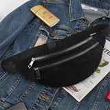 Women's Corduroy Waist Bag Canvas Travel Pack Phone Money Chest Bag