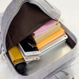 Corduroy Women Backpack Large Capacity School Bag for Girls