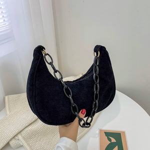 Corduroy Women Bags Preppy Style Shoulder Underarm Bag