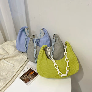 Corduroy Women Bags Preppy Style Shoulder Underarm Bag