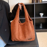 Corduroy Women Shoulder Bags Handbags Solid Female Shopper Tote Bags
