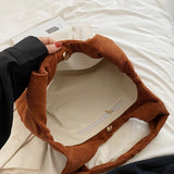 Corduroy Women Shoulder Bags Handbags Solid Female Shopper Tote Bags