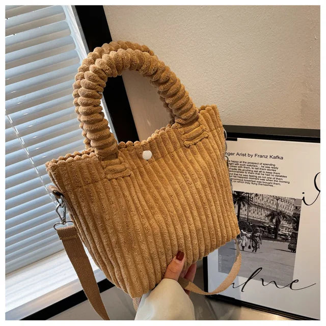 Corduroy Women's Bag Handbags Versatile Bucket Shoulder Bags