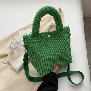 Women's Corduroy Bucket Bag in Vintage Style