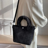 Corduroy Women's Bag Handbags Versatile Bucket Shoulder Bags
