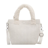 Versatile Corduroy Bucket Shoulder Bag for Women