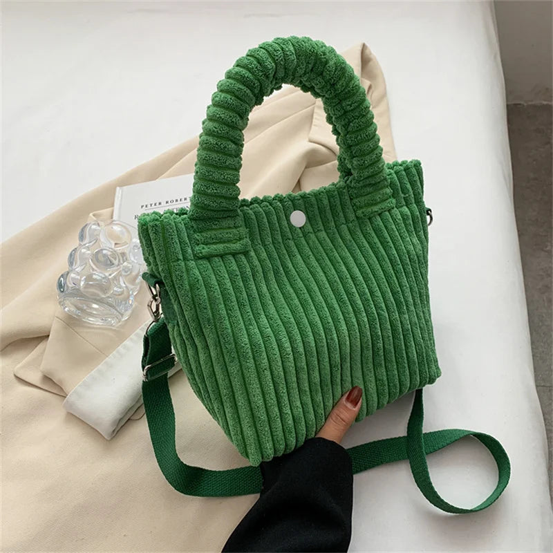 Corduroy Women's Bucket Shoulder Bag Handbag