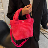 Corduroy Women's Bucket Shoulder Bag Handbag