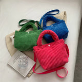 Corduroy Women's Tote Bag Crossbody Fur Shoulder Bag