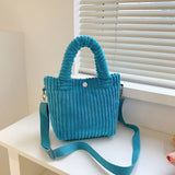 Corduroy Women's Tote Bag Crossbody Fur Shoulder Bag