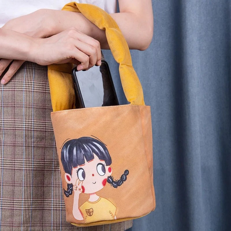 Corduroy Women's Bucket Shoulder Bag Small Handbag