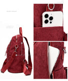 Corduroy Women Backpack Large Capacity School Bags for Girls