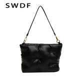 Quilted Crossbody Bag for Women Padded Shoulder Tote Purse