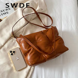 Quilted Crossbody Bag for Women Padded Shoulder Tote Purse