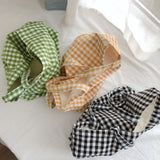 Cotton Plaid Shoulder Bag Eco-Friendly Reusable Shopping Tote Handbag