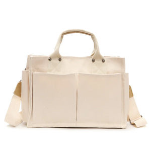 Cotton Canvas Shoulder Bag Large Capacity Foldable Reusable Shopping Bag