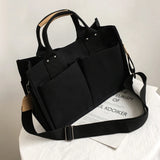 Cotton Canvas Shoulder Bag Large Capacity Foldable Reusable Shopping Bag