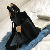 Cotton Canvas Shoulder Bag Large Capacity Foldable Reusable Shopping Bag