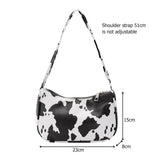 Cow Dot Printed Handbag PU Leather Portable Women Small Casual Underarm
