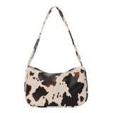 Cow Dot Printed Handbag PU Leather Portable Women Small Casual Underarm