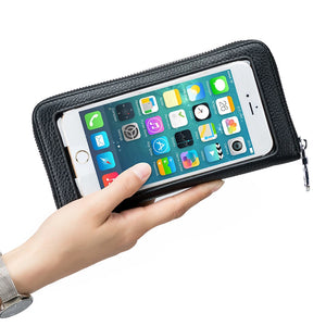 Cow Leather Women RFID Phone Bag Shoulder Purse Wallet Case