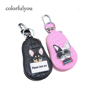 Cow Leather Key Wallet Cartoon animal Car Key Pouch
