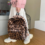 Cow Leopard Animal Pattern Women's Backpack Soft Plush Large Capacity