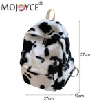 Cow Leopard Animal Pattern Women's Backpack Soft Plush Large Capacity
